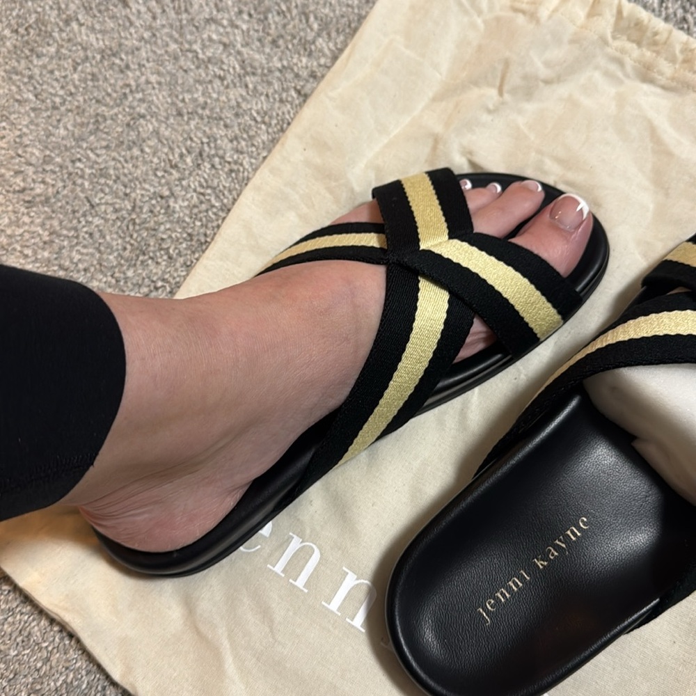 BNIB Size 38 Jenni Kayne Black and Cream Women's Sandals! - Picture 11 of 13